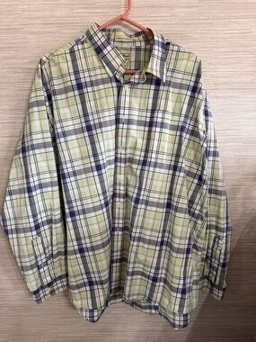 L.L.Bean Men's Plaid Button-Down Shirt wrinkle and stain resistant size XXL